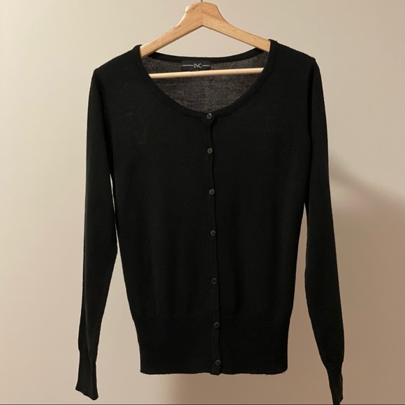 International INC Company Cardigan in Black with Black Buttons - Picture 1 of 7